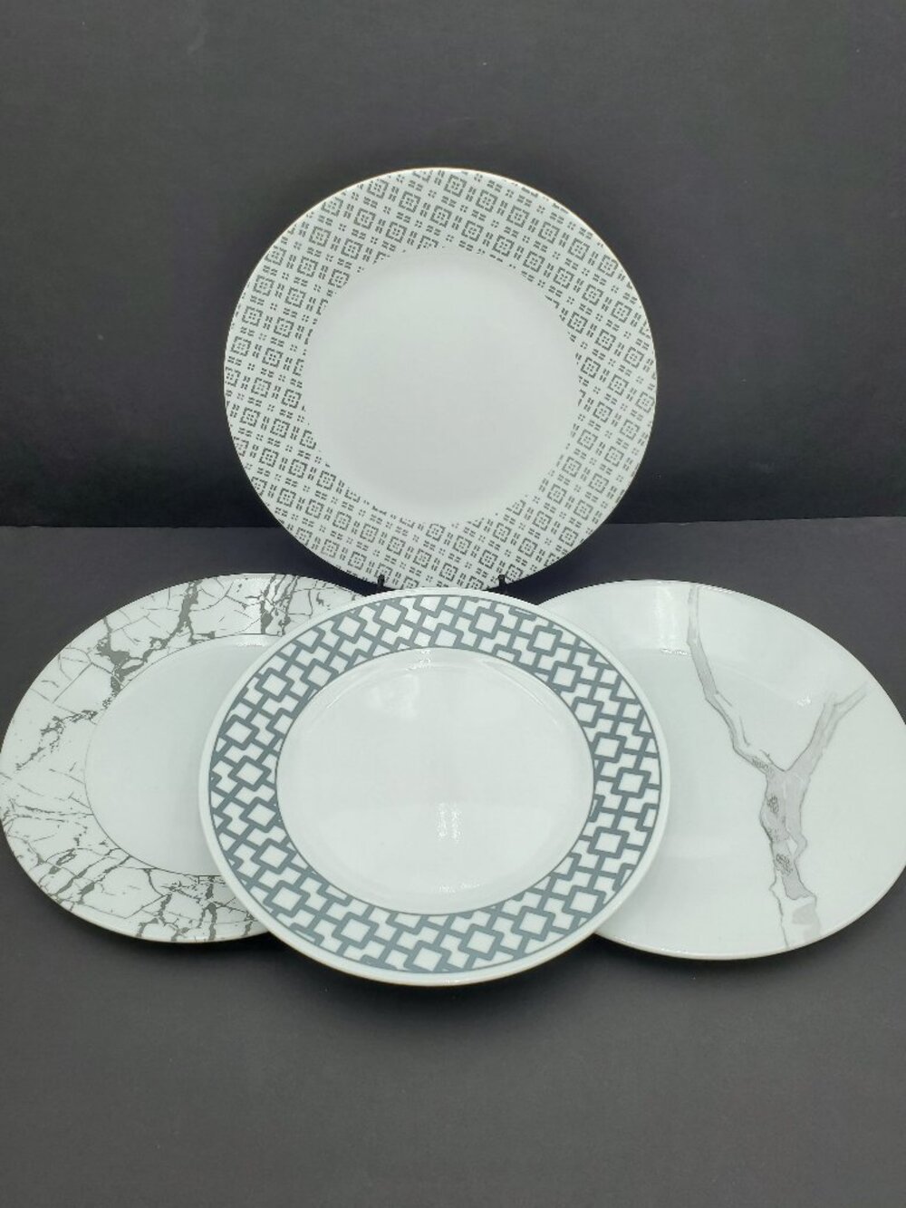 Corelle Gray & White Mix & Match Dinner Plates NWOT Grey White Plates